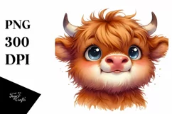 Happy Highland Cow, High-Quality PNG Product Image 1