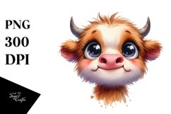 Happy Highland Cow, High-Quality PNG Product Image 1