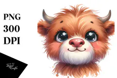 Happy Highland Cow, High-Quality PNG Product Image 1