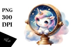Cute Baby Unicorn with Celestial Observatory Clipart Product Image 3