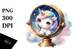 Cute Baby Unicorn with Celestial Observatory Clipart Product Image 1