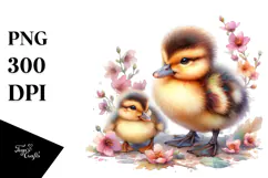 Adorned Baby Duck Digital Watercolor PNG Product Image 1