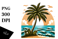 Tropical Tree Beach, 20 oz Tumbler PNG Product Image 1