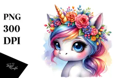 Cute Unicorn with Cool Haircut PNG Product Image 1