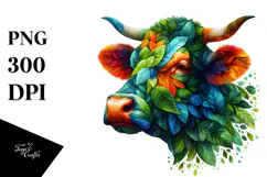Abstract Vibrant Cow, Transparent PNG Product Image 1