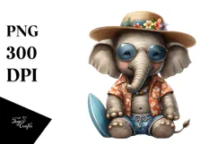 Digital Watercolor Baby Elephant PNG Product Image 1