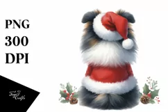 Shetland Sheepdog with Santa Hat PNG Product Image 1