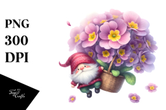 Floating Gnome with Primrose, Transparent PNG Product Image 1