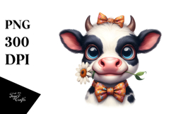 Watercolor Baby Cow Bow and Tie PNG Product Image 1