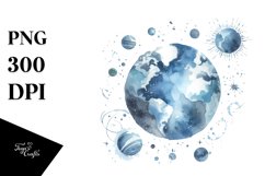 Simple Washed Watercolor Blueish Earth Centered | Product Image 1