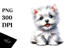 Watercolor Baby West Highland White Terrier PNG Product Image 1