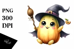 Funny Watercolor Baby Witch Halloween | Sublimation Clipart Product Image 1