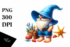 Vibrant Summer Gnome Azurre Accents Clipart Product Image 3