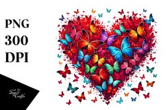 Digital Red Heart with Butterflies PNG Product Image 1