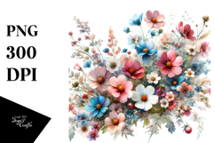 Colorful Small Wildflowers Frame PNG Product Image 1