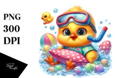 Vibrant Watercolor Goofy Cute Baby Chicken PNG Product Image 1