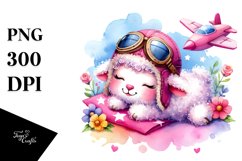 Vibrant Baby Lamb in Aviator Suit PNG Product Image 1
