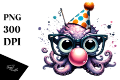 Funny Kraken with es and Party Hat PNG Product Image 1