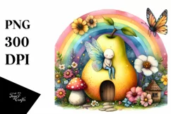 Colorful Fairy House and Rainbow | Clipart Product Image 1
