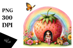 Colorful Fairy House and Rainbow | Clipart Product Image 1