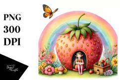 Colorful Fairy House and Rainbow | Clipart Product Image 1