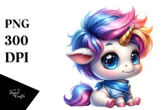 Playing Baby Unicorn with Cool Haircut, Transparent PNG Product Image 1