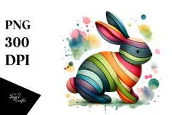 Colorful Bunny Wood PNG Product Image 1