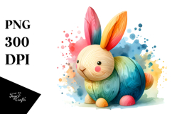 Colorful Bunny Wood PNG Product Image 1