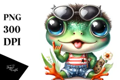 Energetic Rocker Frog, High-Res PNG Product Image 1