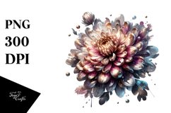 Shiny Chrysanthemum with Metallic Insertions Watercolor Product Image 3