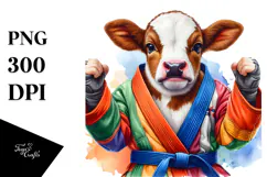 colorful Baby Cow in Martial Artist's Gi Product Image 1