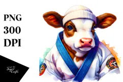 colorful Baby Cow in Martial Artist's Gi Product Image 1