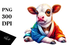 colorful Baby Cow in Martial Artist's Gi Product Image 1