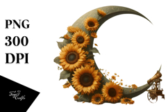 Vintage Postcard Style Half Moon PNG Product Image 1