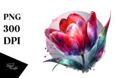 Watercolor Shiny Tulip Made of Material | Clipart Product Image 1
