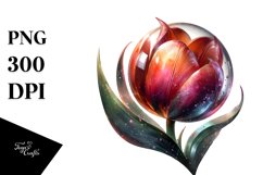 Watercolor Shiny Tulip Made of Material | Clipart Product Image 3