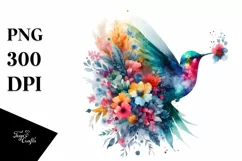 Vibrant Abstract Watercolor Hummingbird Flowers Product Image 3