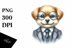 Whimsical Puppy in Suit and es | Sublimation Clipart Product Image 1
