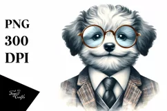 Whimsical Puppy in Suit and es | Sublimation Clipart Product Image 1