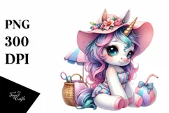 Cute Baby Unicorn with Beachwear Product Image 1