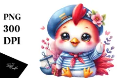 Colorful Smiling Cute Baby Rooster PNG Product Image 1