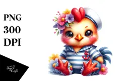 Colorful Smiling Cute Baby Rooster PNG Product Image 1