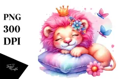 Cute Smiling Pink-Ish Lion PNG Product Image 1