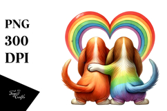 Rainbow Basset Hound with Heart, Transparent PNG Product Image 1