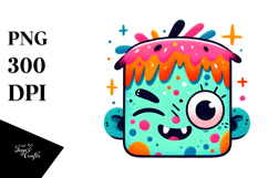 Weirdly Winking Mini Frankenstein with Freckles, PNG Product Image 1