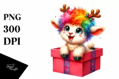 Crazy Lamb with Reindeer Horns PNG Product Image 1