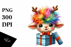 Crazy Lamb with Reindeer Horns PNG Product Image 1