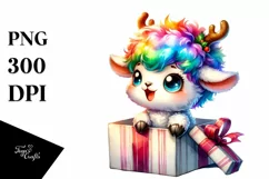 Crazy Lamb with Reindeer Horns PNG Product Image 3