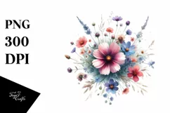 Centered Watercolor Wild Flowers | Sublimation | Clipart Product Image 1