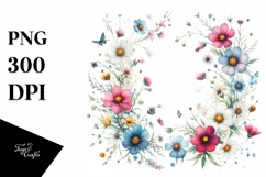 Centered Watercolor Wild Flowers | Sublimation | Clipart Product Image 3